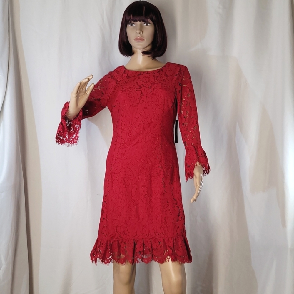 Lulu's Red Lace Dress, Women's Small